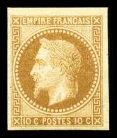 ** N°28Aa, 10c Bistre Impression De Rothschild, Fraîcheur Postale. SUP (signé Brun/certificat)  ... - 1863-1870 Napoléon III Lauré