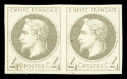 * N°27Bf, Rothschild, 4c Gris Non Dentelé En Paire Horizontale, TTB (certificat)   Qualité: *  ... - 1863-1870 Napoléon III Con Laureles