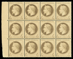 ** N°27, 4c Gris, BLOC DE 12, Bord De Feuille Latéral Gauche, Fraîcheur Postale, SUPERBE... - 1863-1870 Napoleon III With Laurels