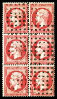 O N°24, 80c Rose, BLOC DE SIX, Oblitération Gros Points, Très Jolie Pièce, Rare... - 1862 Napoléon III.