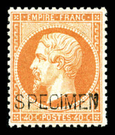 ** N°23d, 40c Orange Surchargé 'SPECIMEN', Fraîcheur Postale, TB (signé Calves/certificat) ... - 1862 Napoléon III