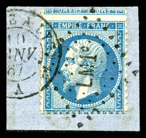 O N°22b, 20c Bleu, Amorce De Tête-bêche Sur Petit Fragment, TTB (certificat)   Qualité: O - 1862 Napoleon III