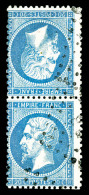 O N°22b, 20c Bleu En Paire Tête-bêche Verticale, TB (signé Scheller/certificat)  ... - 1862 Napoléon III