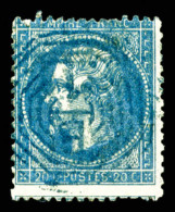 O N°22, 20c Bleu Obl Cachet Japonais En Bleu, Def. R.R. (certificat)   Qualité: O - 1862 Napoléon III