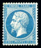 * N°22, 20c Bleu, TTB (signé Scheller)   Qualité: *   Cote: 400 Euros - 1862 Napoléon III