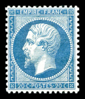 ** N°22, 20c Bleu, Fraîcheur Postale, TTB (certificat)   Qualité: ** - 1862 Napoléon III.