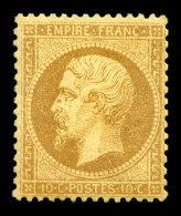 * N°21, 10c Bistre, Frais, TTB (certificat)   Qualité: *   Cote: 2200 Euros - 1862 Napoleon III