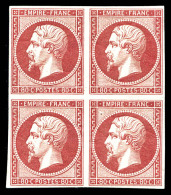 ** N°17B, 80c Rose En Bloc De 4, Exceptionnelle Fraîcheur. SUPERBE. R.R.R (certificats)   Qualité:... - 1853-1860 Napoléon III.