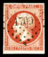 O N°17Ar, 80c Vermillonné Foncé Obl PC 1709, Jolie Nuance, TB (signé Calves/certificat)  ... - 1853-1860 Napoléon III