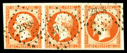 O N°16a, 40c Orange-vif En Bande De III, Pièce Choisie, SUP   Qualité: O - 1853-1860 Napoléon III.