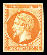 * N°16, 40c Orange, Frais, TTB (signé/certificat)   Qualité: *   Cote: 3800 Euros - 1853-1860 Napoléon III