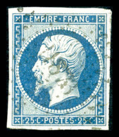 O N°15, 25c Bleu, Obl PC, TB (signé Scheller)   Qualité: O   Cote: 285 Euros - 1853-1860 Napoléon III.