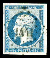 O N°15, 25c Bleu, Obl PC, TB (signé Scheller)   Qualité: O   Cote: 285 Euros - 1853-1860 Napoléon III