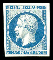 * N°15, 25c Bleu, Quatre Belles Marges, SUP (signé Brun/certificat)   Qualité: *   Cote: 3500... - 1853-1860 Napoléon III