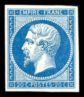 * N°14B, 20c Bleu Type II, TTB (signé Scheller/certificat)   Qualité: *   Cote: 525 Euros - 1853-1860 Napoléon III