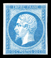 ** N°14Ac, 20c Bleu Sur Azuré, Fraîcheur Postale. SUP (certificat)   Qualité: ** - 1853-1860 Napoleone III