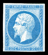 ** N°14Ac, 20c Bleu Sur Azuré, Fraîcheur Postale. SUP (certificat)   Qualité: ** - 1853-1860 Napoléon III.