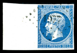 O N°14A, 20c Bleu, Bord De Feuille Latéral, SUP   Qualité: O - 1853-1860 Napoléon III