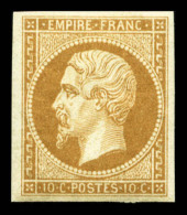 * N°13B, 10c Brun-clair, Quatre Belles Marges, TTB (certificat)   Qualité: *   Cote: 1000 Euros - 1853-1860 Napoléon III.