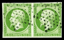 O N°12a, 5c Vert-jaune En Paire, TB (signé Brun)   Qualité: O   Cote: 225 Euros - 1853-1860 Napoléon III.