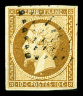 O N°9, 10c Bistre-jaune, Obl PC, TB (certificat)   Qualité: O   Cote: 750 Euros - 1852 Louis-Napoleon