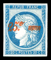 * N°8A, Non émis, 25c Sur 20c Bleu, Belles Marges, Quasi **, Fraîcheur Postale. SUPERBE. R.R.R.... - 1849-1850 Ceres