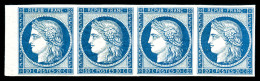 ** N°8f, Non émis, 20c Bleu Impression De 1862 En Bande De Quatre Bord De Feuille (2ex*),... - 1849-1850 Ceres