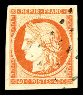 O N°5a, 40c Orange Vif Obl Gros Points, Belles Marges, SUP (signé Brun/Calves/certificat)  ... - 1849-1850 Cérès