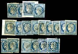 O N°4, 25c, Lot De 19 Exemplaires Avec Obl Et Nuances, Bonne Qualité Générale  ... - 1849-1850 Ceres