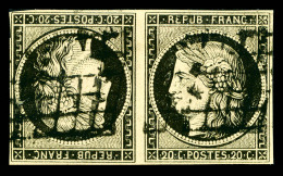 O N°3d, 20c Noir Sur Jaune En Paire Tête-bêche Horizontale, TB (signé... - 1849-1850 Ceres