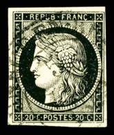 O N°3, 20c Noir Obl Grand Càd T13 Chateauneuf En Bretagne Du 5 Janvier 1849. SUP. R.R. (signé... - 1849-1850 Ceres