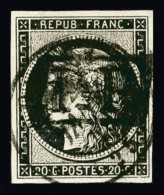 O N°3, 20c Noir Obl T15 De Loriol (Drôme) Du 2 Janvier 49 Avec 'PP' Noir Complet. SUPERBE. R.R.R... - 1849-1850 Cérès