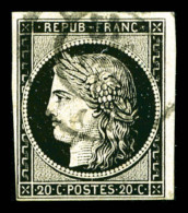 O N°3, Exceptionnelle Oblitération Du 31 DECEMBRE 1848 Sur 20c Noir Avec Càd Type 14. GRANDE... - 1849-1850 Ceres
