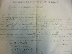 Diplôme De Bachelier En Droit Paris 1853 Sur Peau - Diploma's En Schoolrapporten