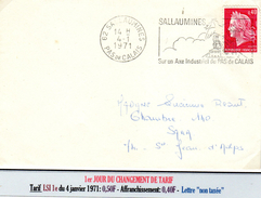 M. De Cheffer 0,40F (1536B**)  Courrier "LSI NU - 4/101/1971: 1er Jour Du Tarif: 0,50F (lettre Non Taxée) - 1967-1970 Marianne Of Cheffer