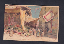 Illustrateur E. Lessieux Marseille Marché Dans La Vieille Ville Vers Dubrovnik - Lessieux