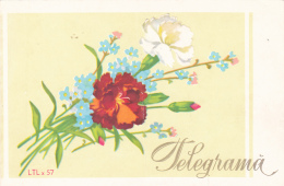 #BV3558 TELEGRAM, FLOWERS, LTL X 57, 1969, ROMANIA. - Télégraphes