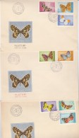 #BV3572  BUTTERFLY, INSECT, NATURE, ANIMAL COVERS FDC X 3, 1969, ROMANIA. - FDC