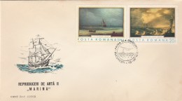 #T225  NAVY ART, SHIPS, PAINTINGS, COVERS FDC X 3, 1971, ROMANIA. - FDC