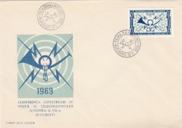 #BV3578   CONFERENCE OF TELECOMMUNICATION AND POST MINISTERS, COVERS FDC, 1969, ROMANIA. - FDC