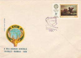 #BV3586  CIC, TRIENNIAL GENERAL ASSEMBLY, MAMAIA, STAG, DEER, COVERS FDC, 1968, ROMANIA. - FDC