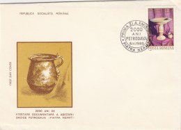 #BV3590  POTTERY, ANCIENT CERAMICS, DACIC, PETROVODA, PIATRA NEAMT, COVERS FDC, 1980, ROMANIA. - FDC