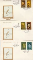 #BV3598  MUSIC, COMPOSERS,IONEL PERLEA, MIHAIL JORA, PAUL CONSTANTINESCU , COVERS FDC X 3, 1981, ROMANIA. - FDC