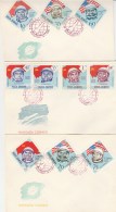 #BV3601  ASTRONAUT,SPACE, COSMOS, RUSSIAN, AMERICAN, COVERS FDC  X3, 1964, ROMANIA. - FDC