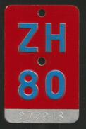 Velonummer Zürich ZH 80 - Kennzeichen & Nummernschilder