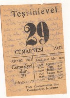 TURQUIE,TURKEI TURKEY ,1932 CALENDER  PAGE - Grand Format : 1921-40