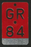 Velonummer Graubünden GR 84 - Plaques D'immatriculation