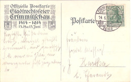 CRIMMITSCHAU 500 Jahre Stadtrecht Sonderstempel 14.6.1914 Auf Color Offizielle Postkarte Stadtrechtsfeier 1414 Bis 1914 - Neubrandenburg
