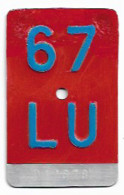 Velonummer Luzern LU 67 - Number Plates