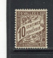 ANDORRE - Y&T Taxe N° 18* - Neufs